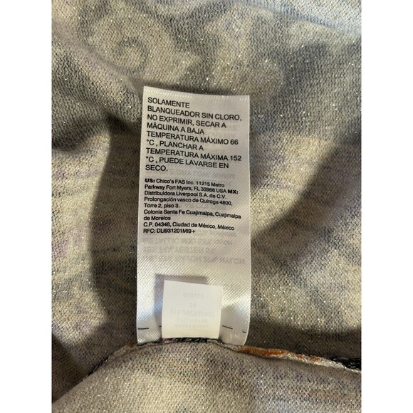 Chico's Metallic Paisley Knit Sweater Top Women's Size 1 Medium Cream Purple - Picture 8 of 11